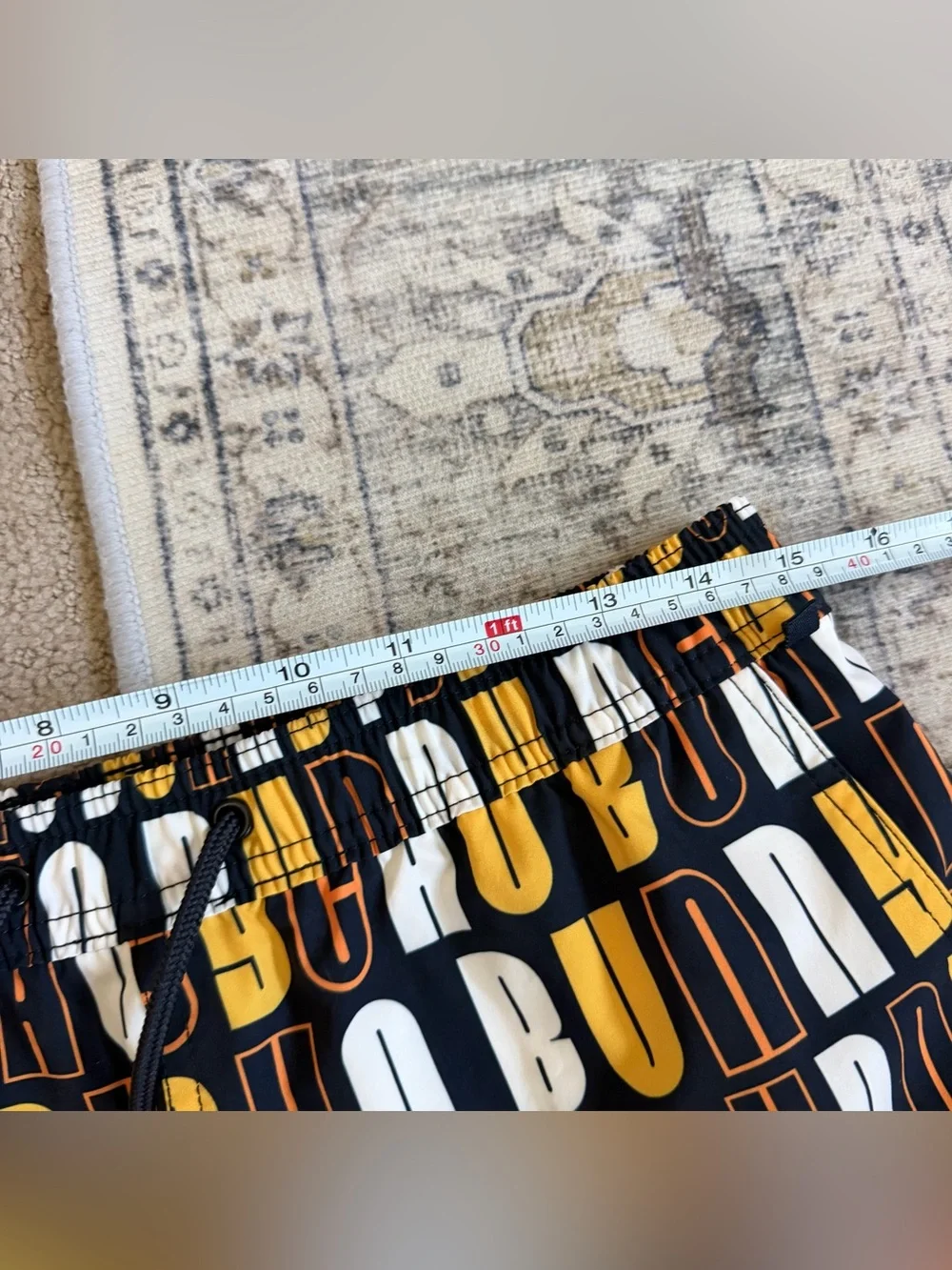 Psycho Bunny Men’s Swim Trunks Lined Shorts Sz S Spellout 5” Inseam Blue Yellow